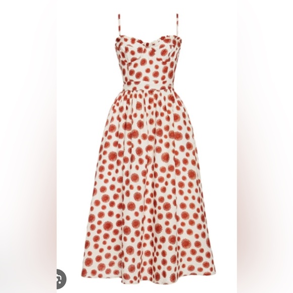 NWOT Agua by Agua Bendita Acacia Erizos Linen Midi Bustier Dress Starburst - Picture 2 of 6